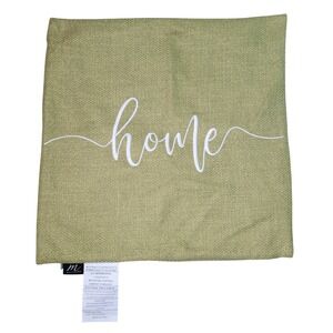 Millihome Pillow Cover Green Textured Home Script Accent Decor Spring 19x19 New